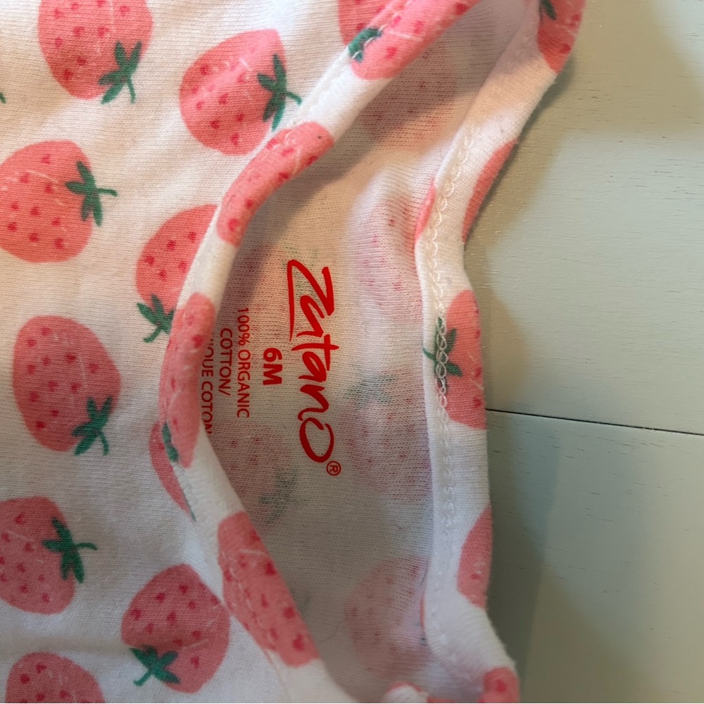 Zutano Strawberry Print Baby Dress and Snap Bootie/Shoe Set 3-6 Months Baby Girl - Picture 3 of 5